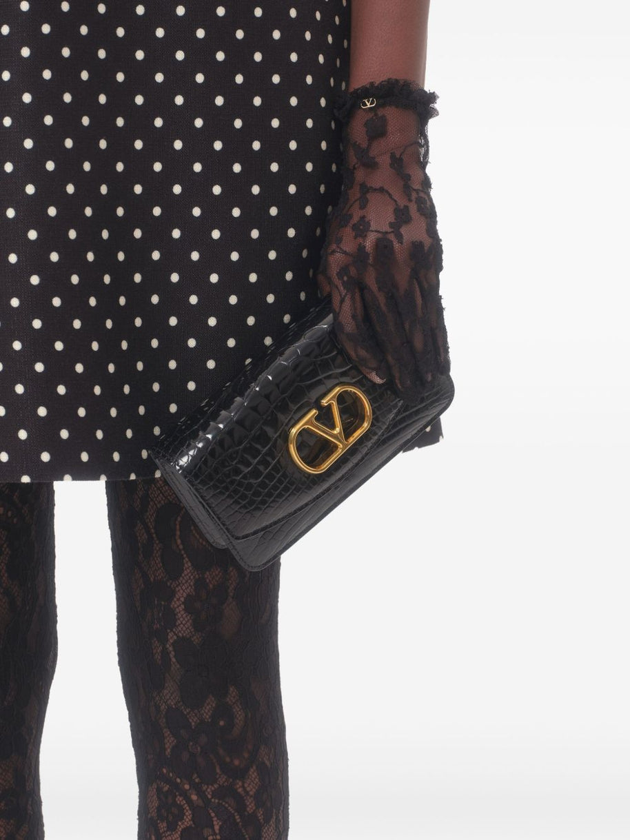 Valentino Polka Dot Print Mini Dress In Black