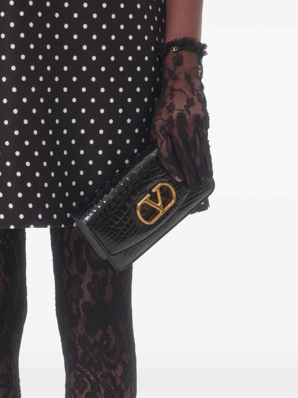 Valentino Polka Dot Print Mini Dress In Black