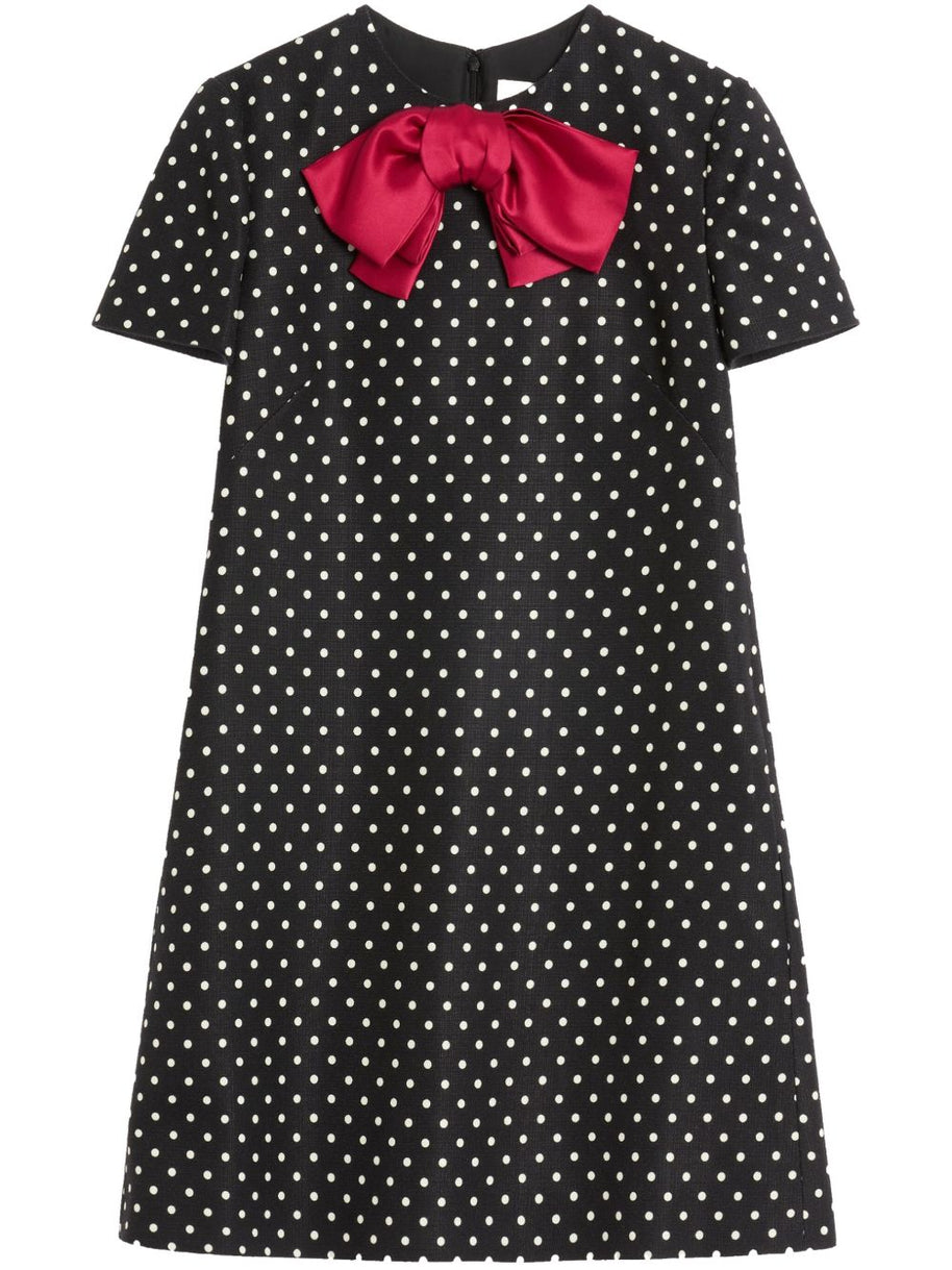 Valentino Polka Dot Print Mini Dress In Black
