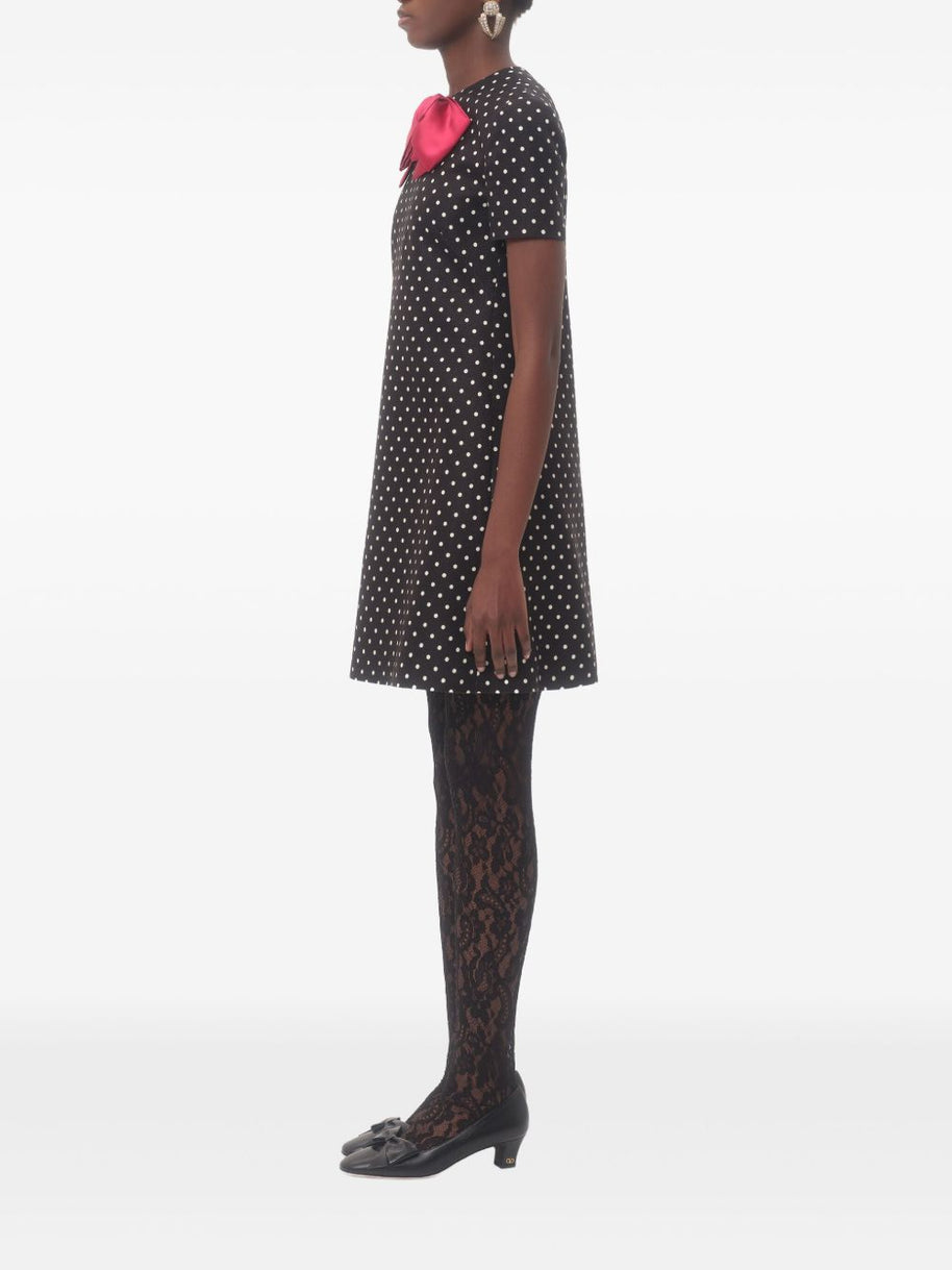 Valentino Polka Dot Print Mini Dress In Black