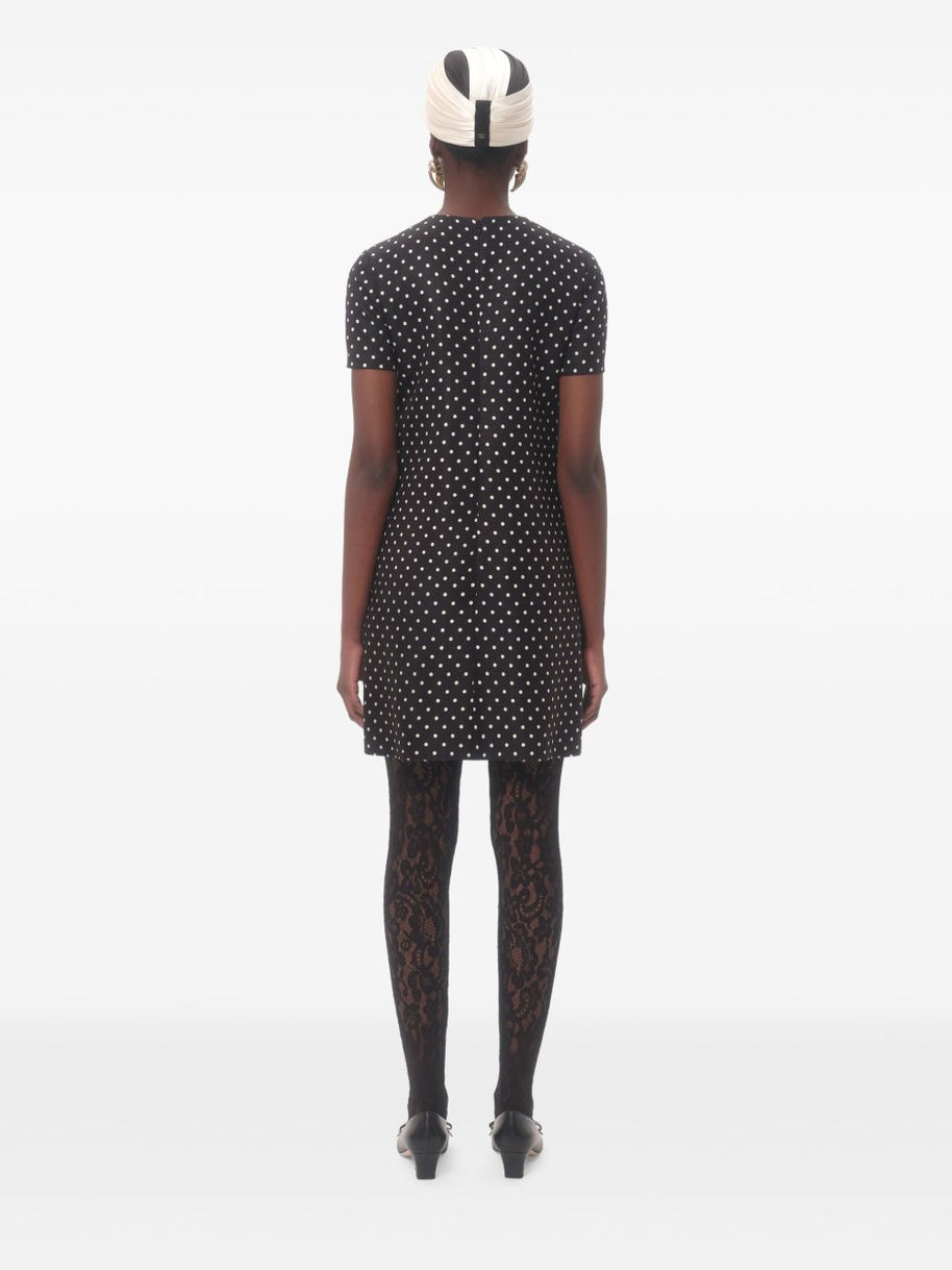 Valentino Polka Dot Print Mini Dress In Black