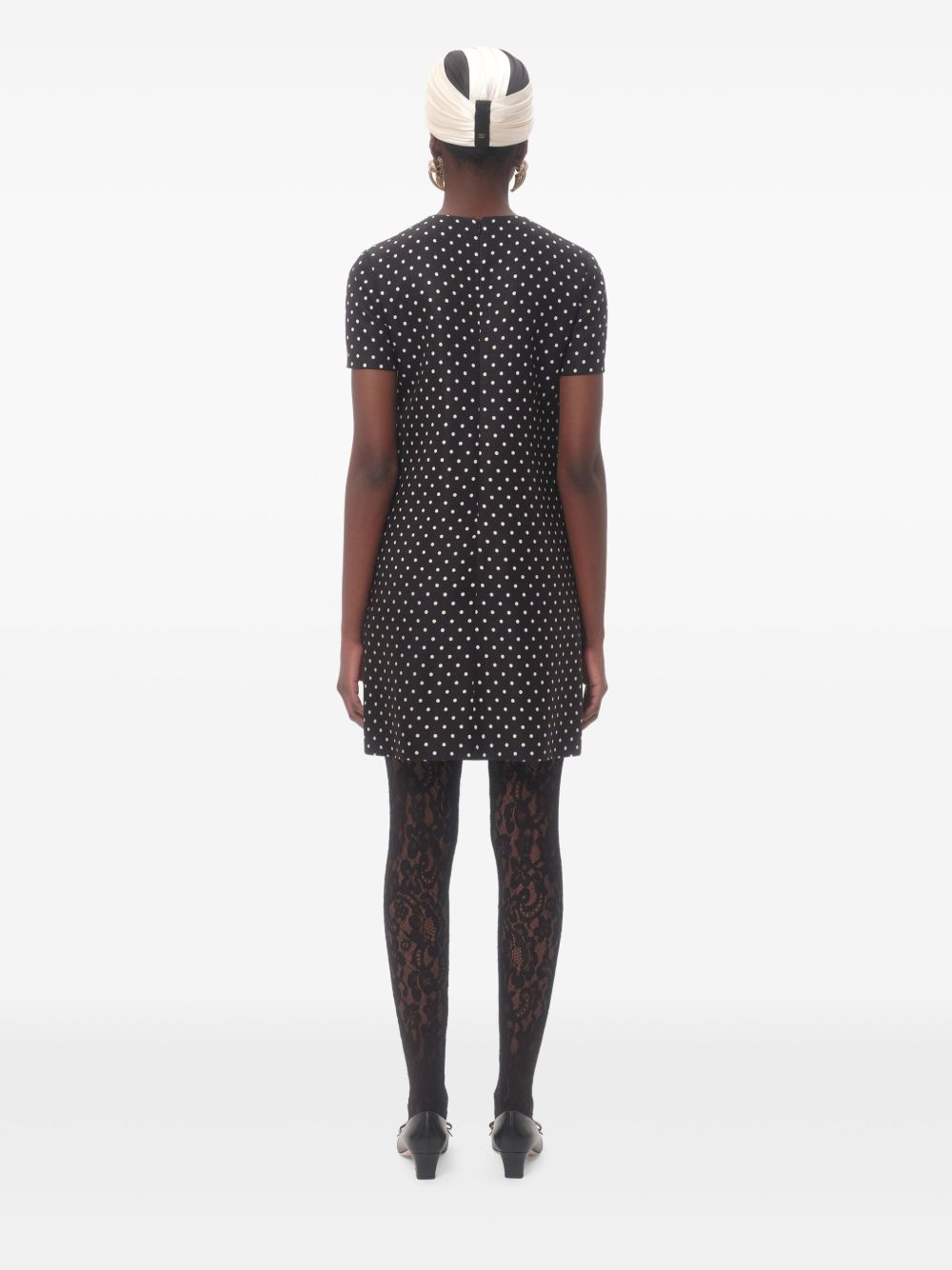 Valentino Polka Dot Print Mini Dress In Black