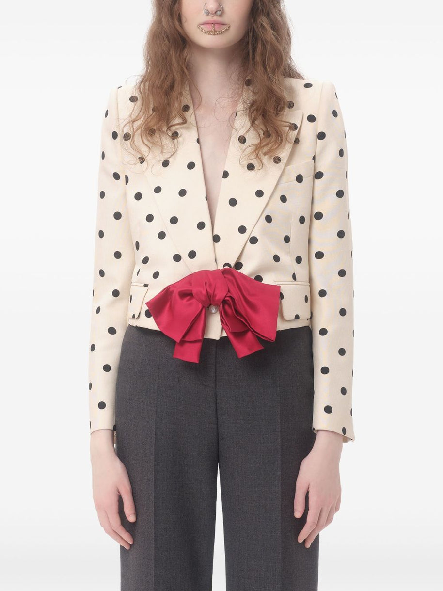 Valentino Polka Dot Silk Jacket In Beige