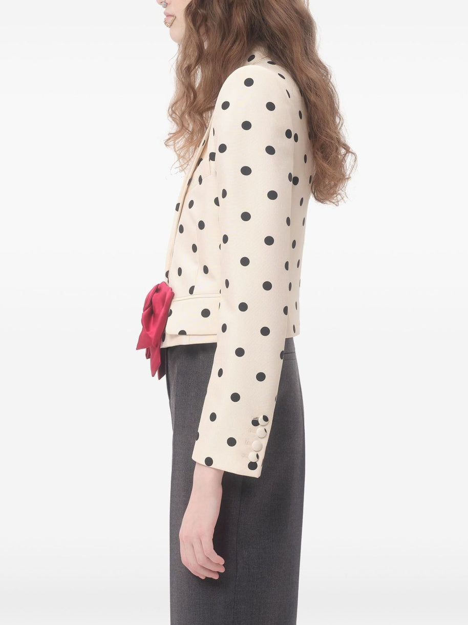 Valentino Polka Dot Silk Jacket In Beige