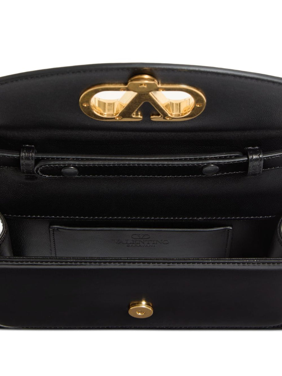Valentino Garavani Vain Small Leather Shoulder Bag - Black