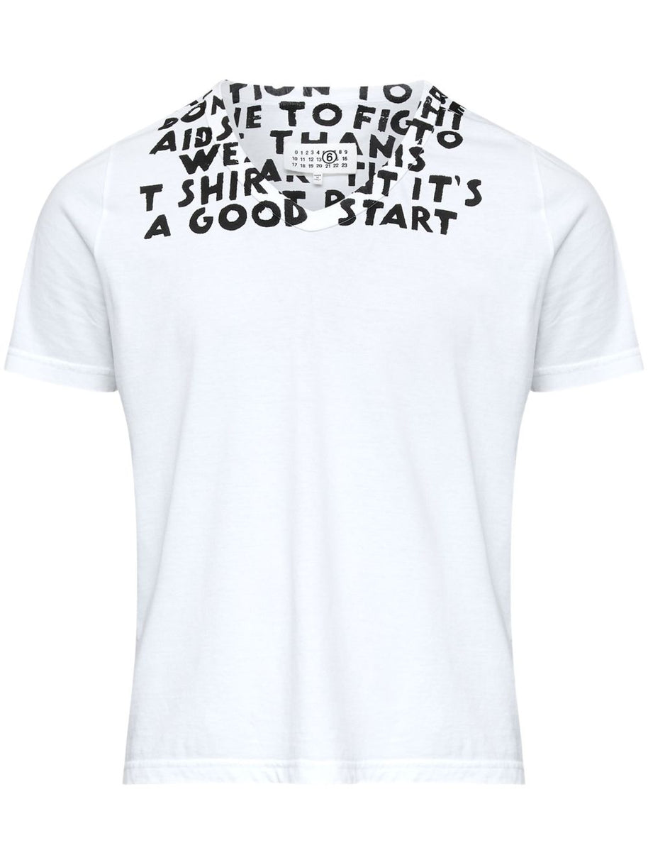 MM6 Maison Margiela Printed Cotton T-shirt - White