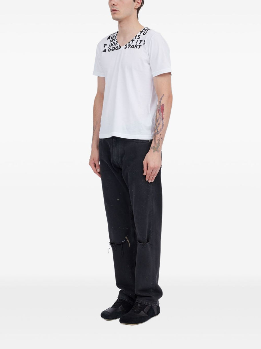 MM6 Maison Margiela Printed Cotton T-shirt - White