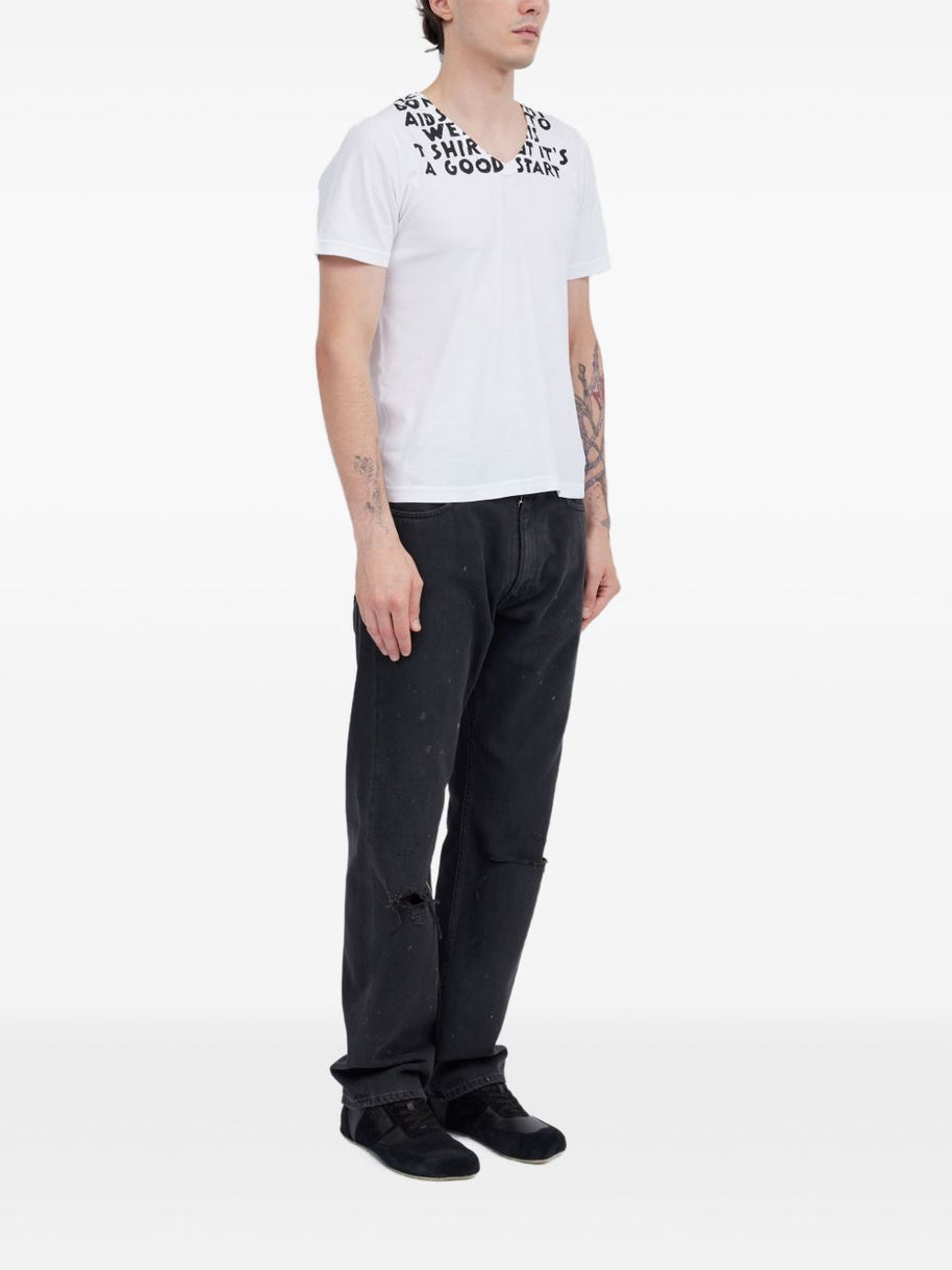 MM6 Maison Margiela Printed Cotton T-shirt - White