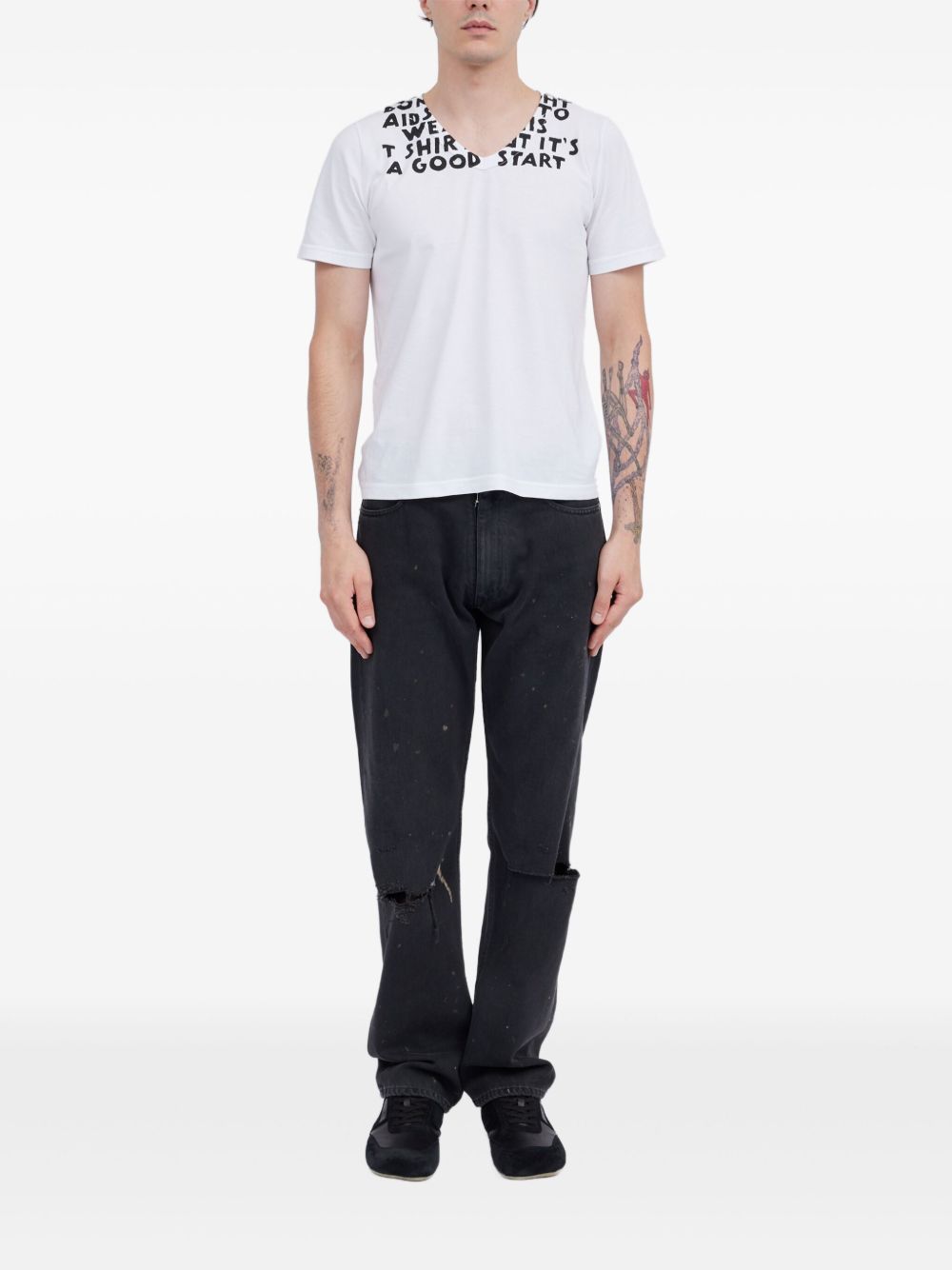 MM6 Maison Margiela Printed Cotton T-shirt - White