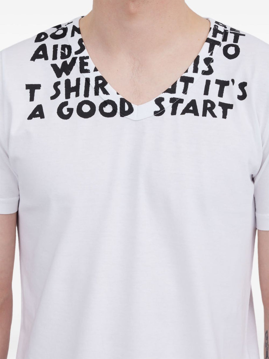 MM6 Maison Margiela Printed Cotton T-shirt - White