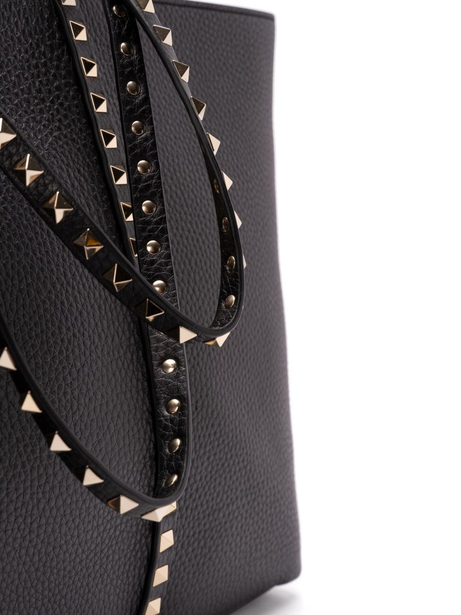 Valentino Garavani Rockstud Leather Medium Tote - Black