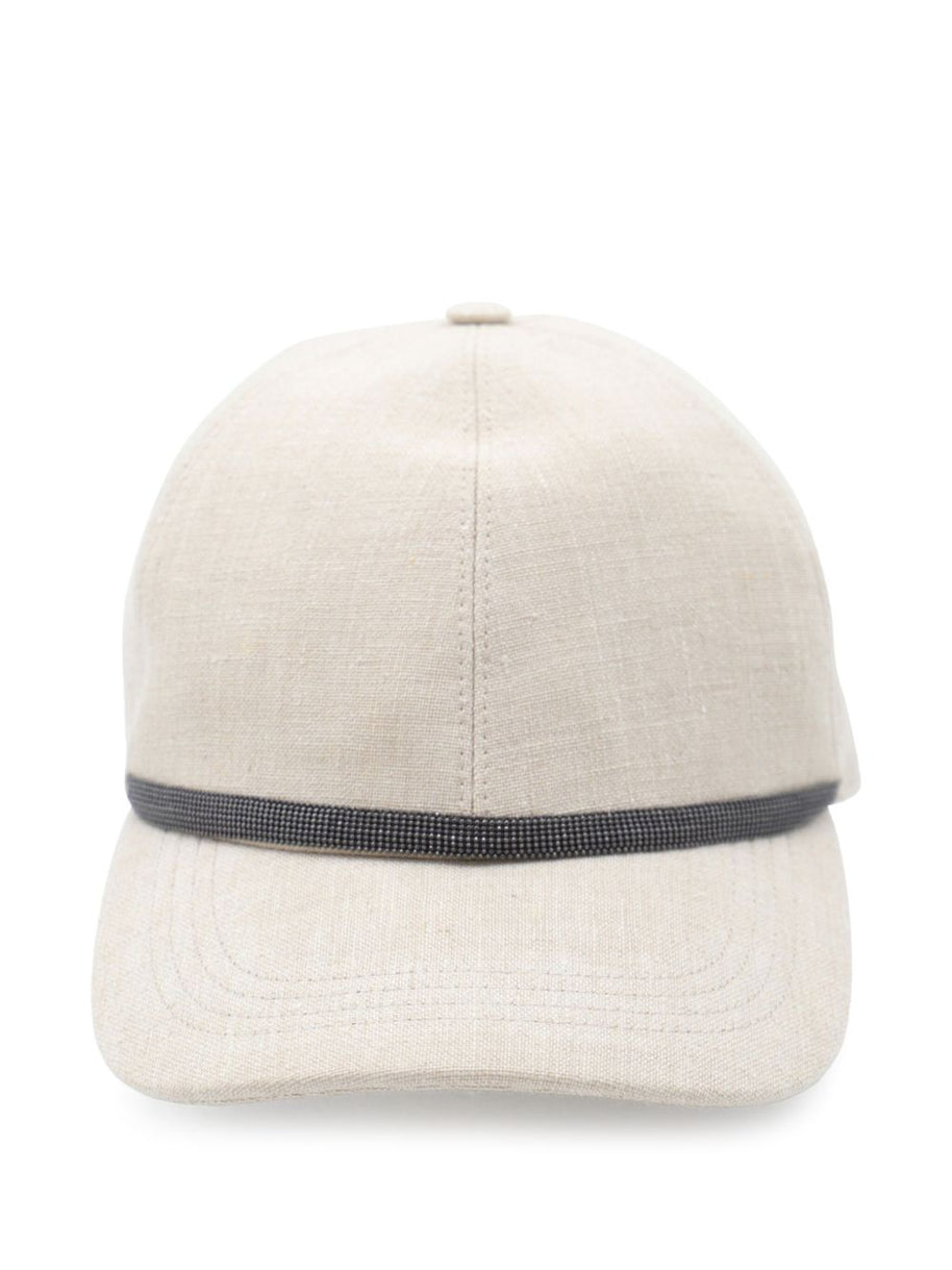 Brunello Cucinelli Cotton and Linen Blend Baseball Cap in Beige