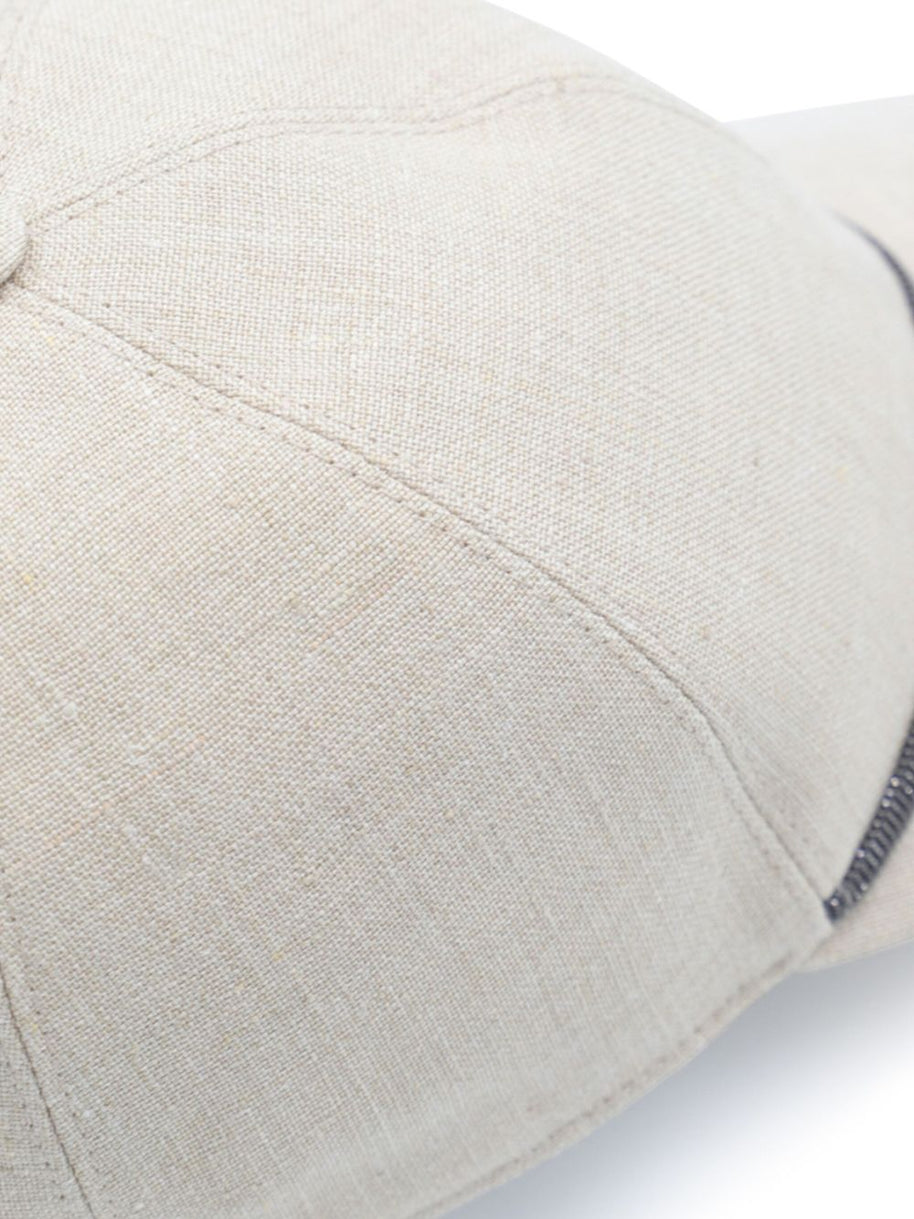 Brunello Cucinelli Cotton and Linen Blend Baseball Cap in Beige