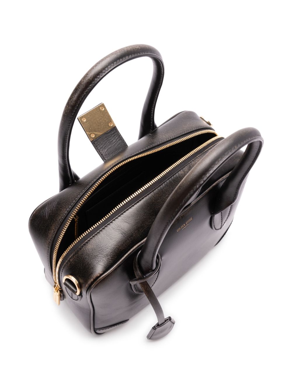 Golden Goose Vita Bag In Smooth Black Leather And Gold Details
