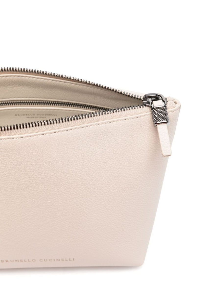 Brunello Cucinelli Leather Pouch In Ivory