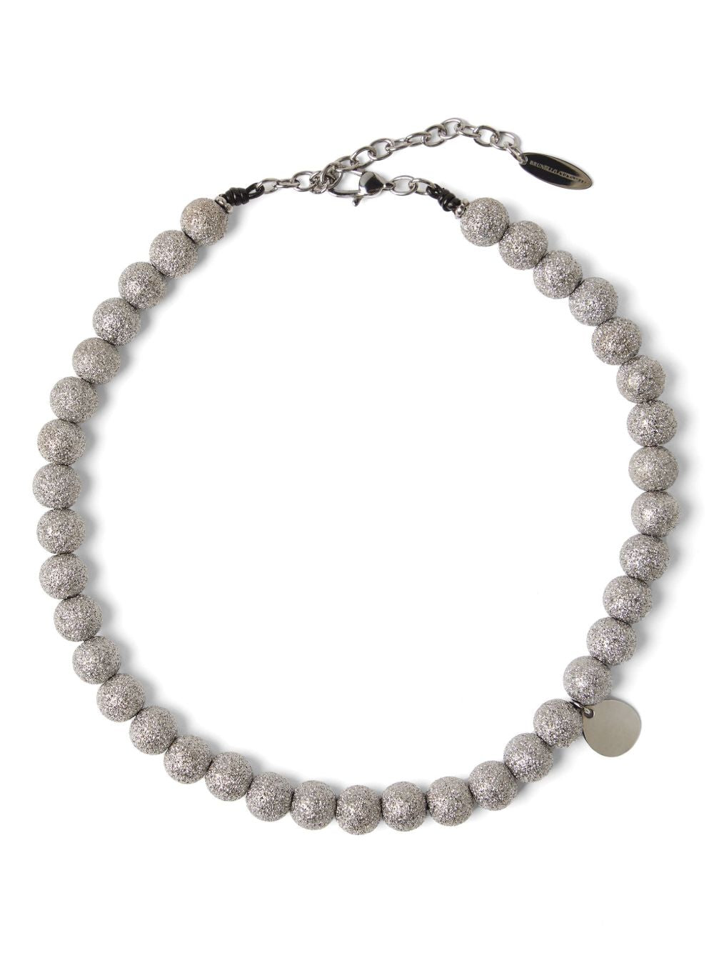 Brunello Cucinelli 925 Sterling Silver Shimmer Bead Necklace
