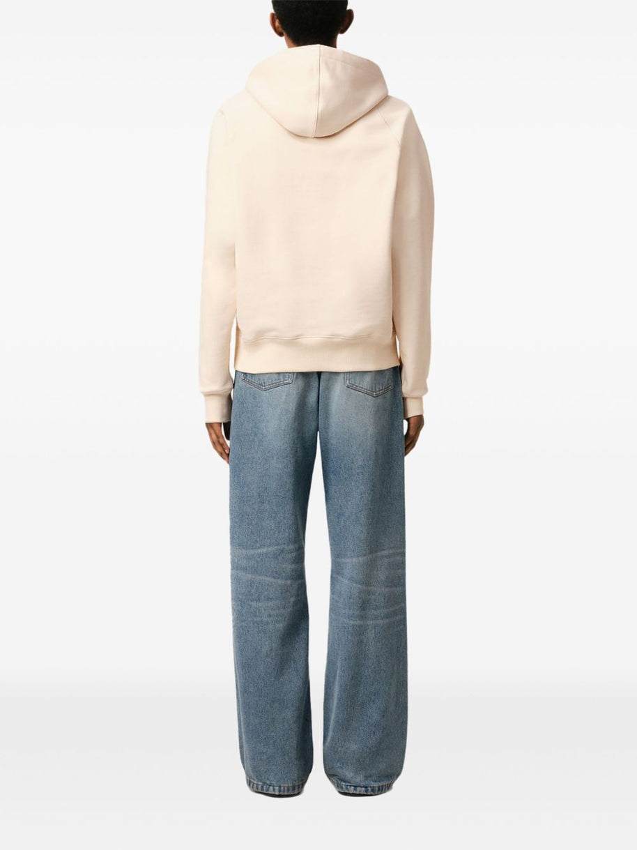 Ami Paris Logo Hooded Sweatshirt In Beige