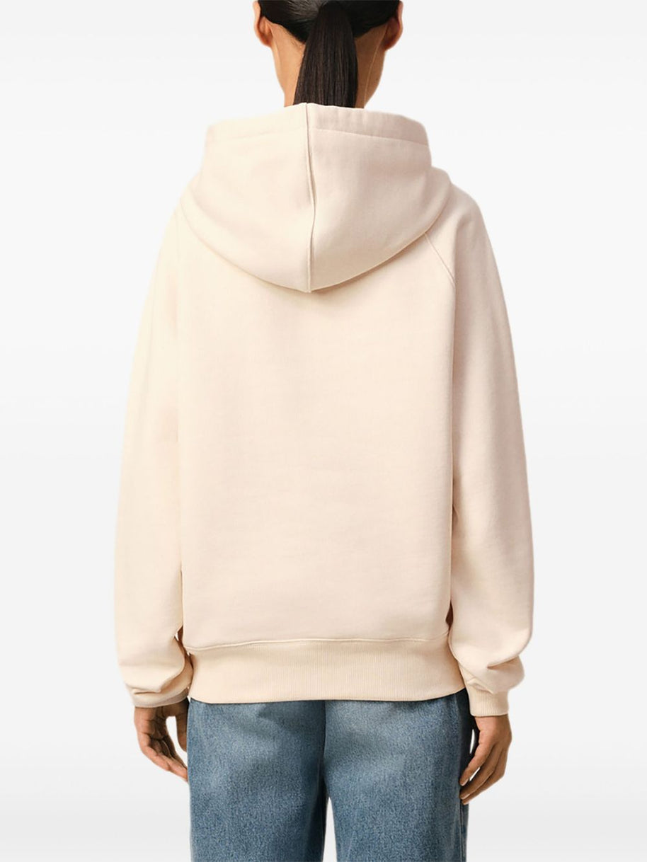 Ami Paris Logo Hooded Sweatshirt In Beige