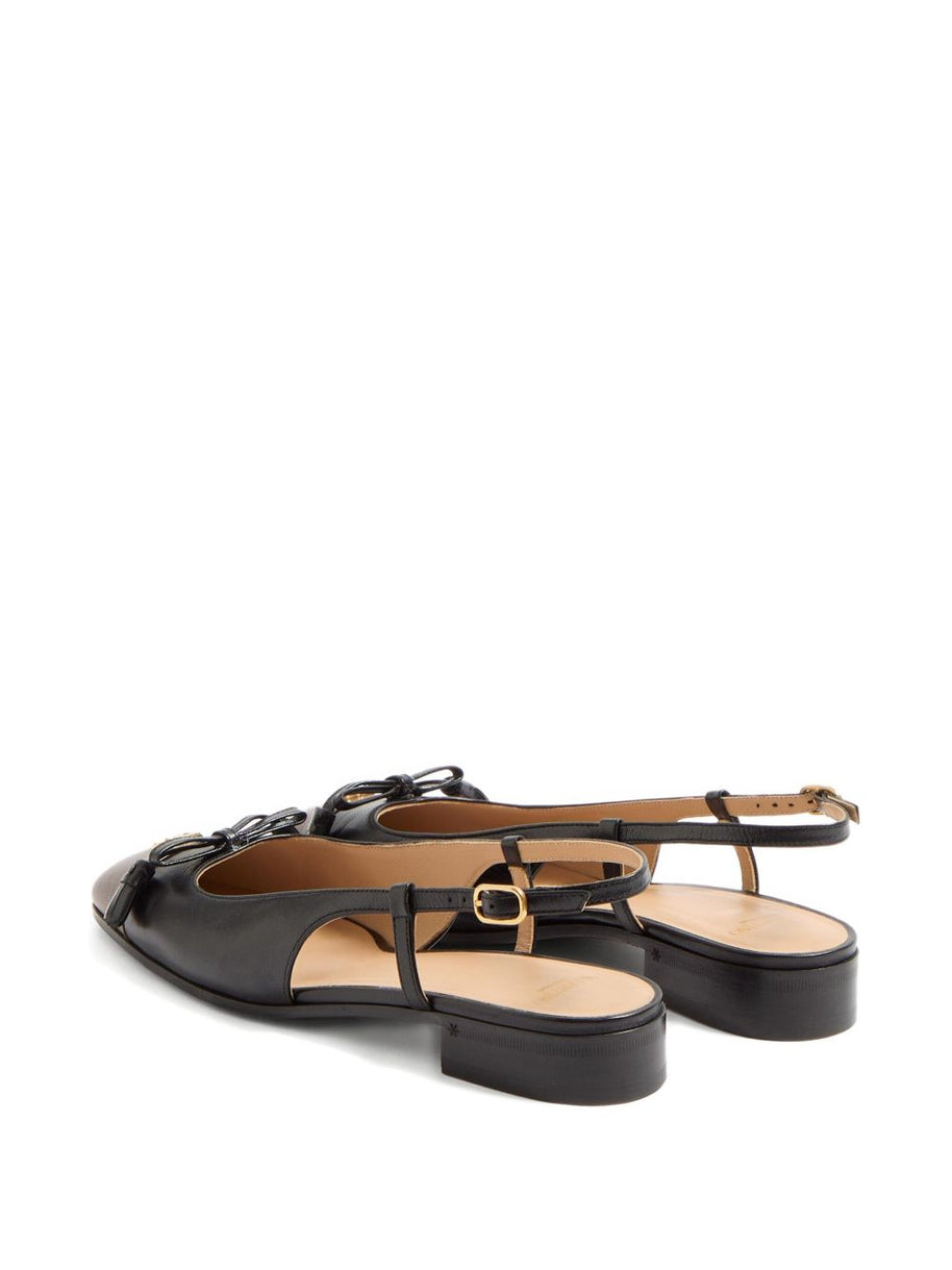 Valentino Garavani Vale Du Roi Leather Slingback Ballet Flats - Black