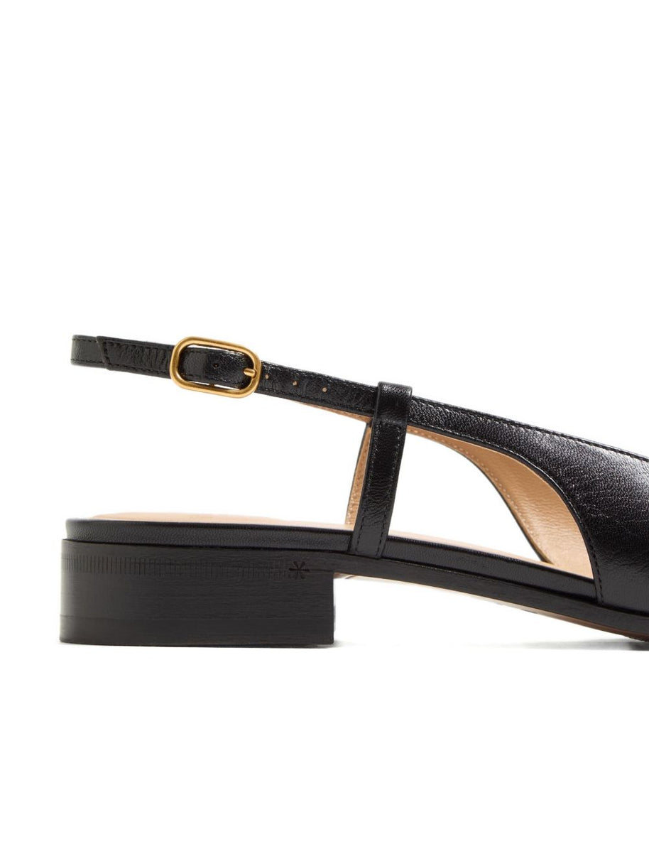 Valentino Garavani Vale Du Roi Leather Slingback Ballet Flats - Black
