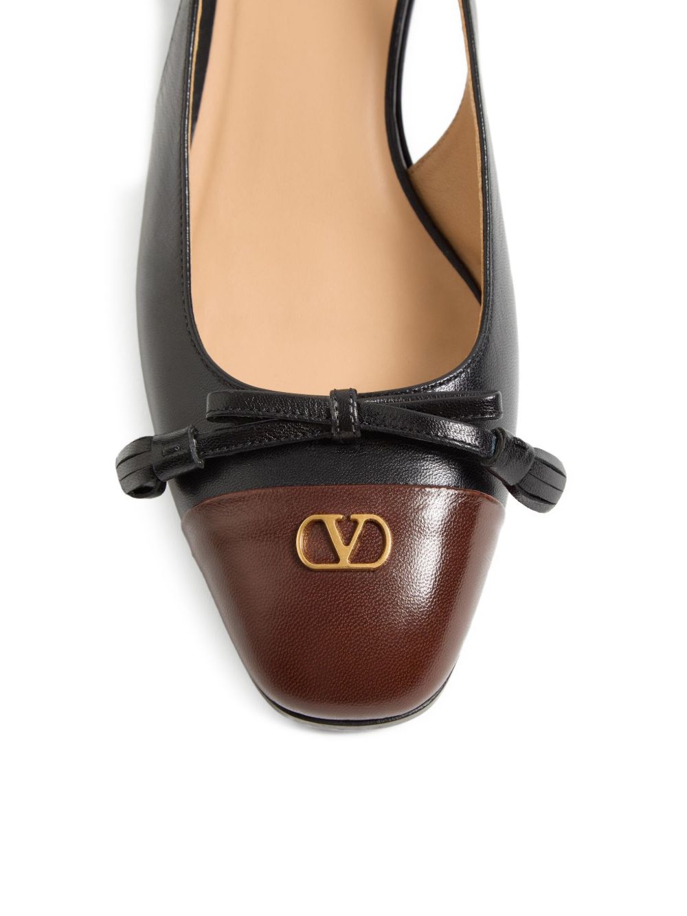 Valentino Garavani Vale Du Roi Leather Slingback Ballet Flats - Black