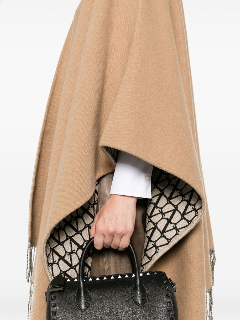 Valentino Fringed Double Poncho Jacket - Camel
