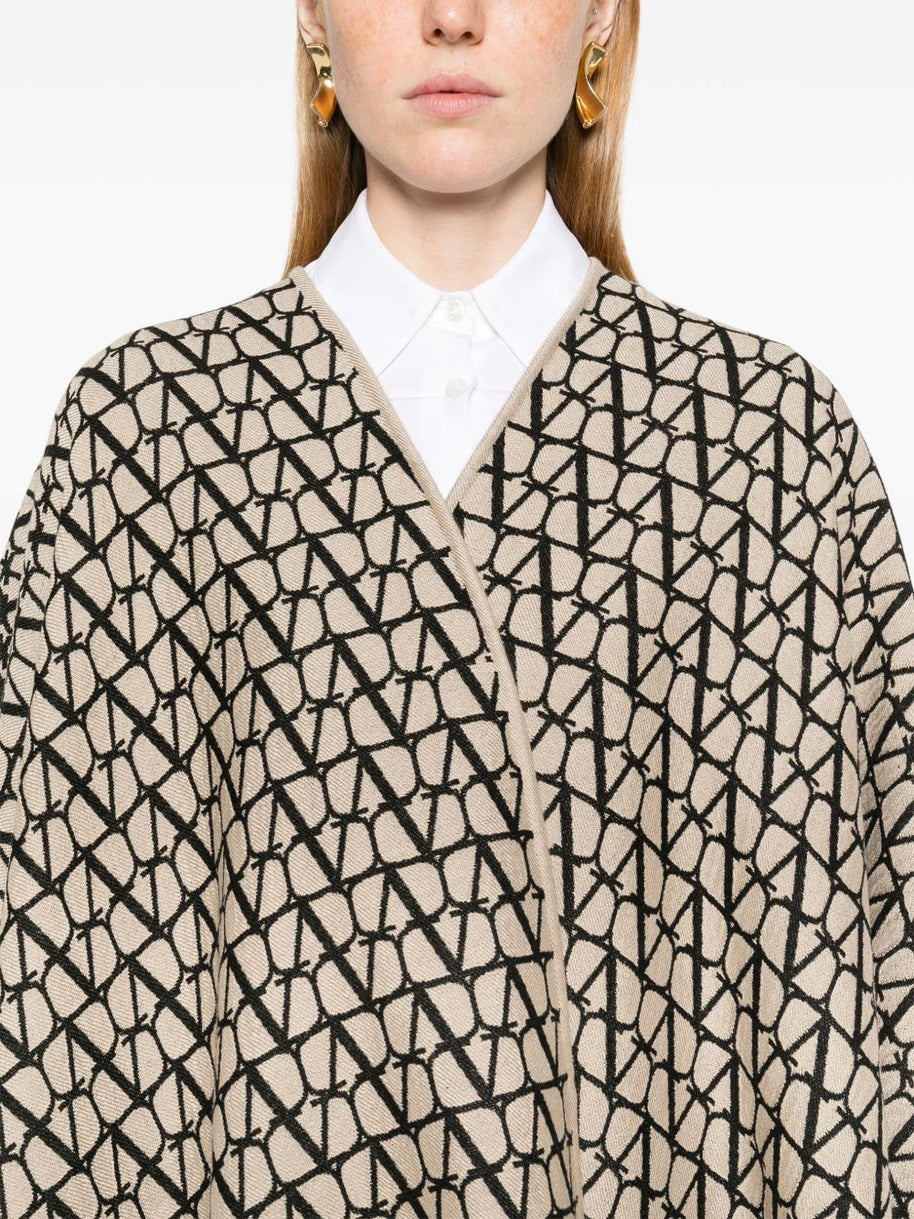 Valentino Fringed Double Poncho Jacket - Camel