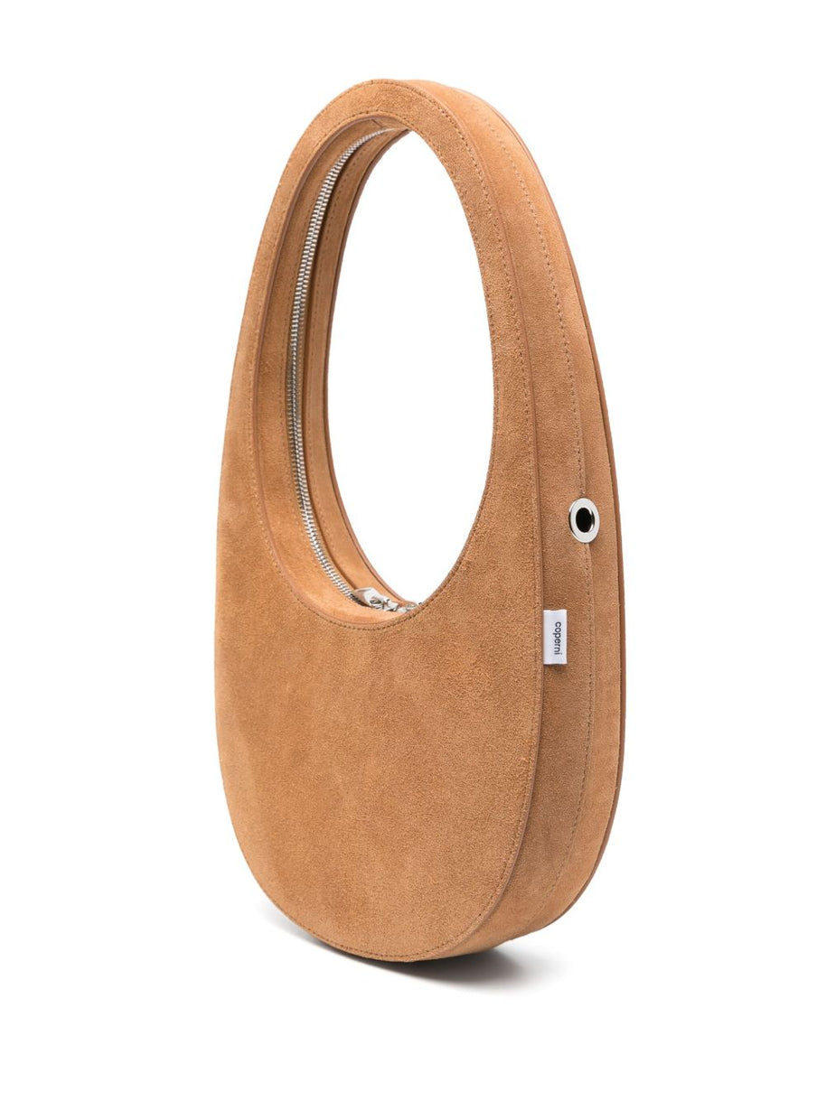 Coperni Swipe Suede Crossbody Bag In Brown