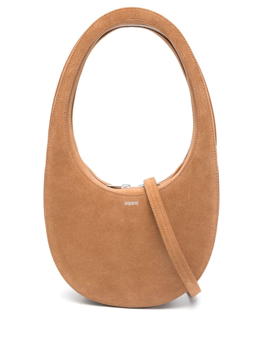 Coperni Swipe Suede Crossbody Bag In Brown