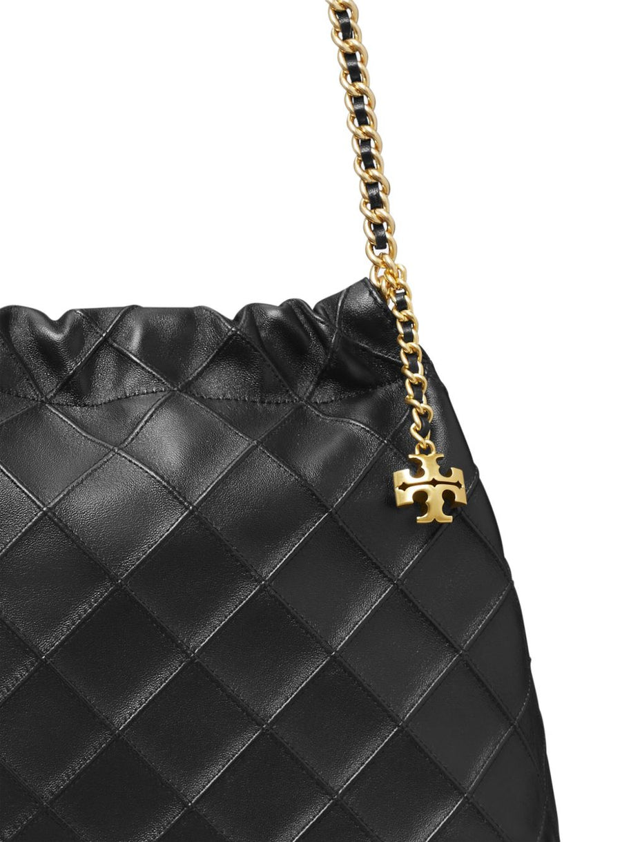 Tory Burch Fleming Leather Hobo Bag - Black