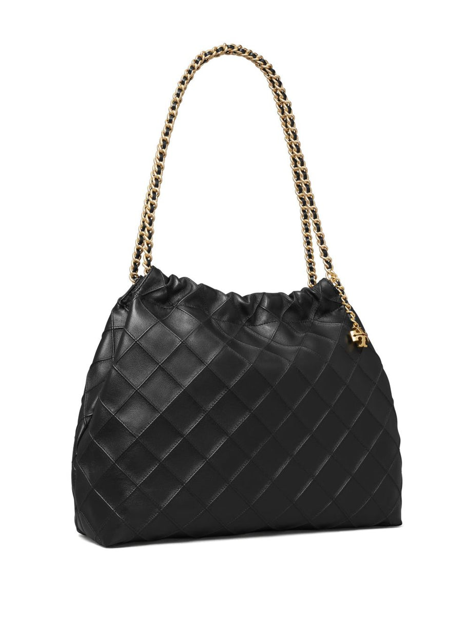 Tory Burch Fleming Leather Hobo Bag - Black