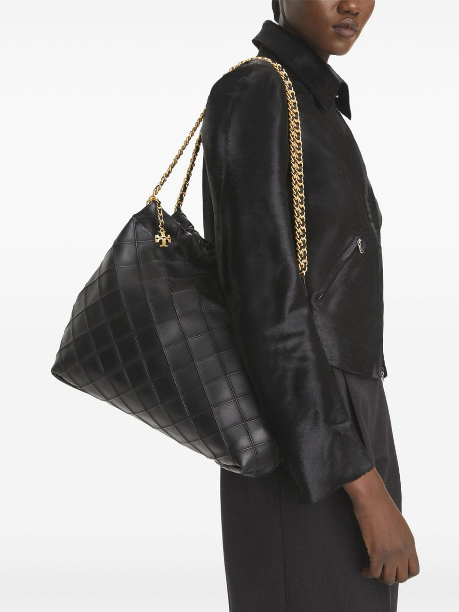 Tory Burch Fleming Leather Hobo Bag - Black