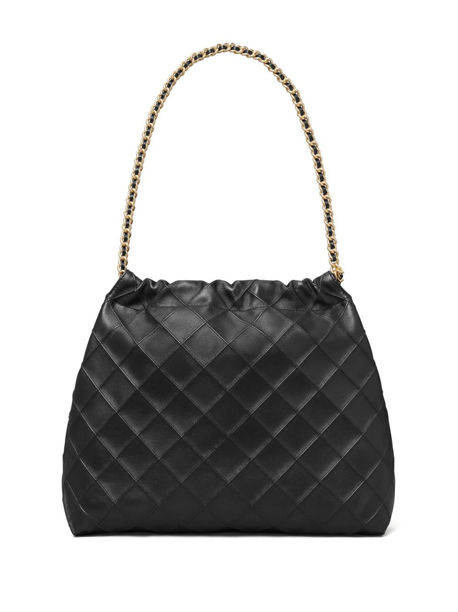 Tory Burch Fleming Leather Hobo Bag - Black