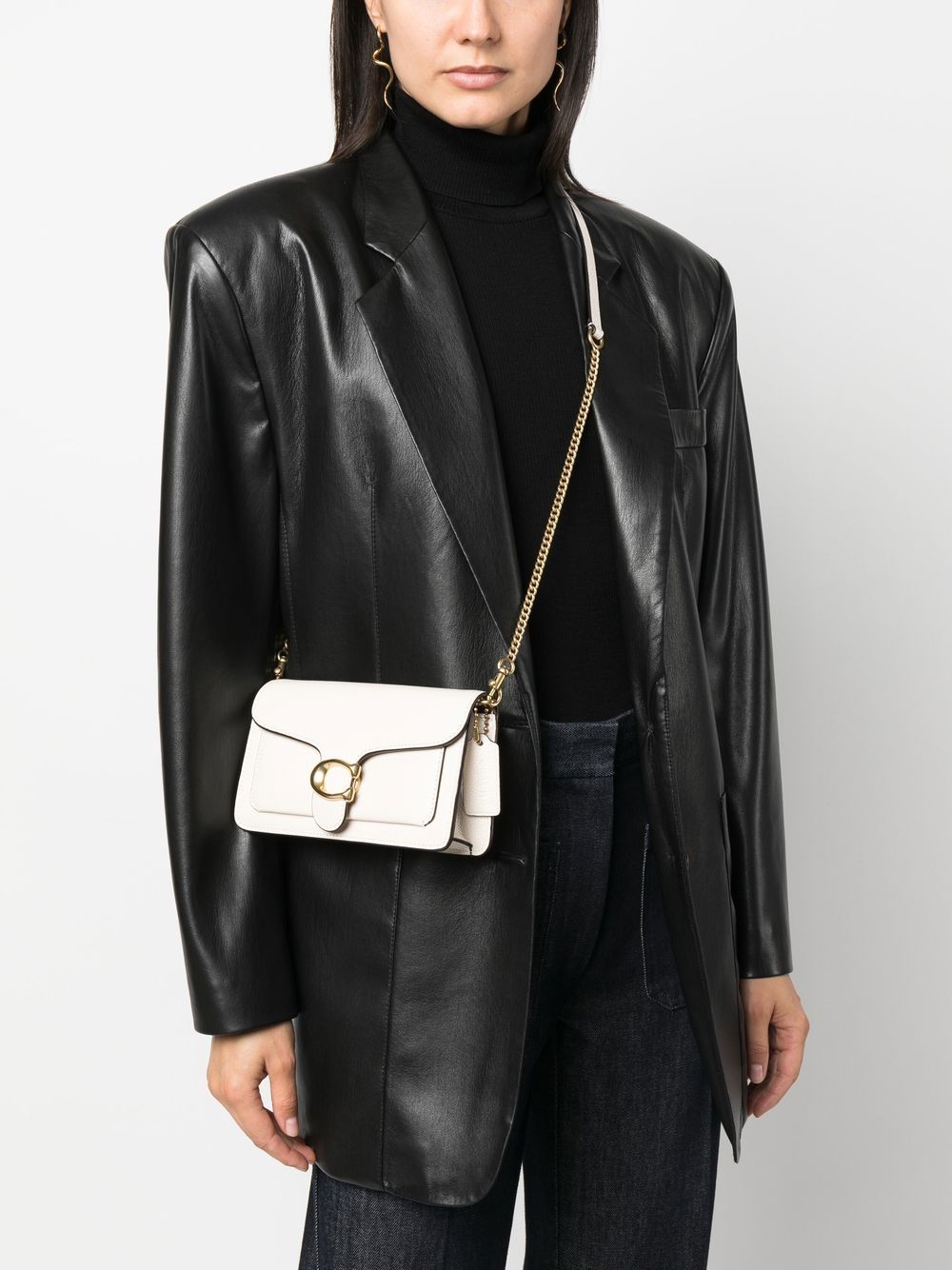 Coach Tabby Chain Leather Clutch - White