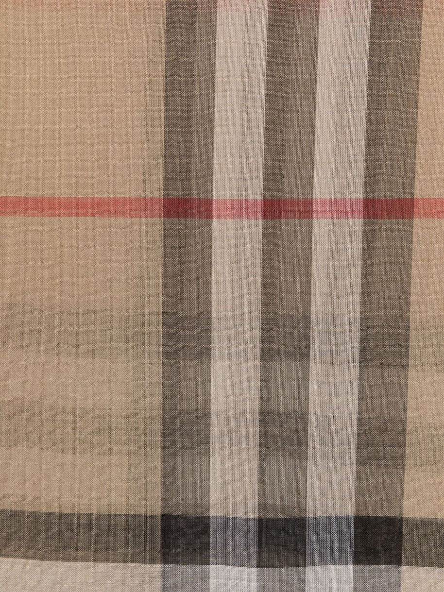Burberry Giant Check Wool And Silk Scarf - Beige