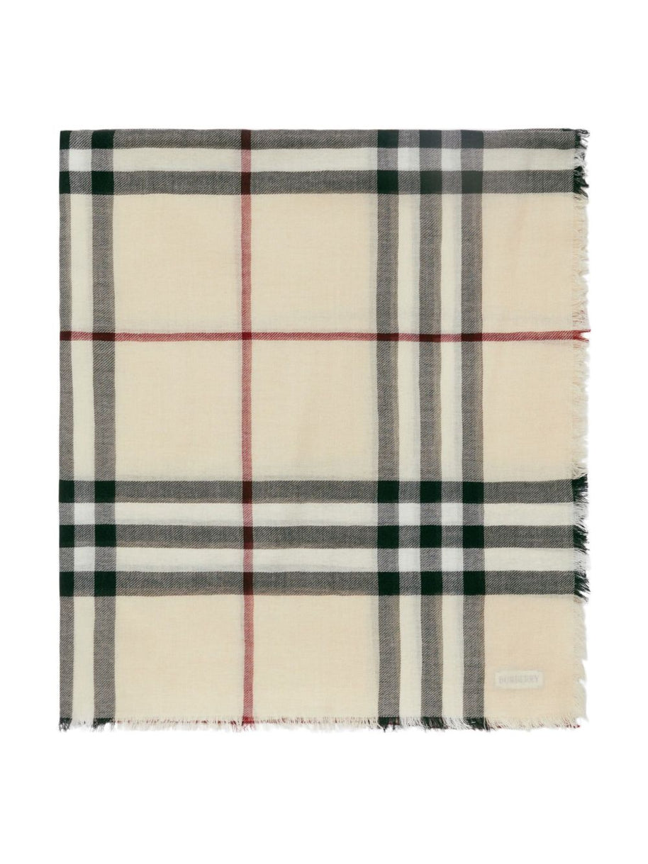 Burberry Giant Check Wool Scarf - Cream