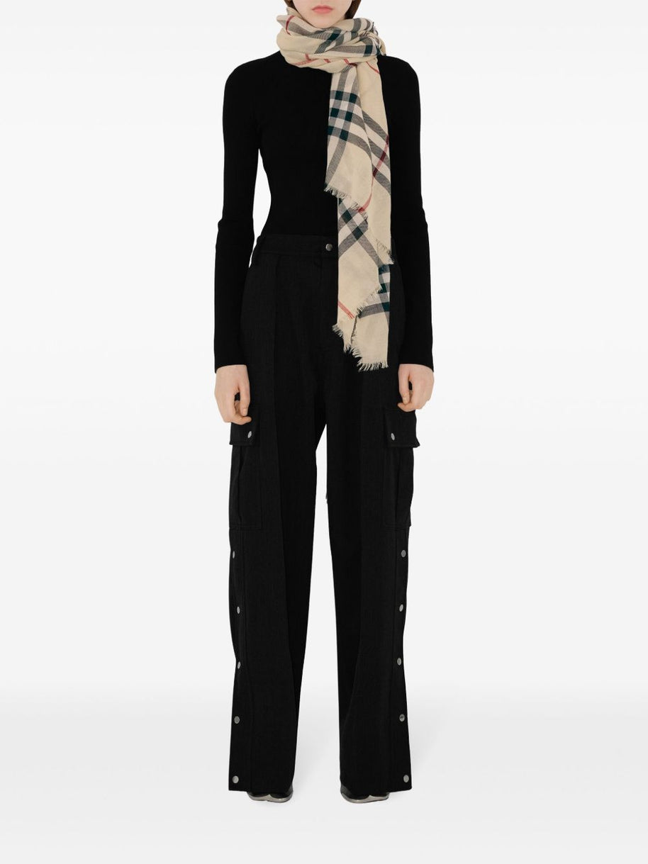 Burberry Giant Check Wool Scarf - Cream