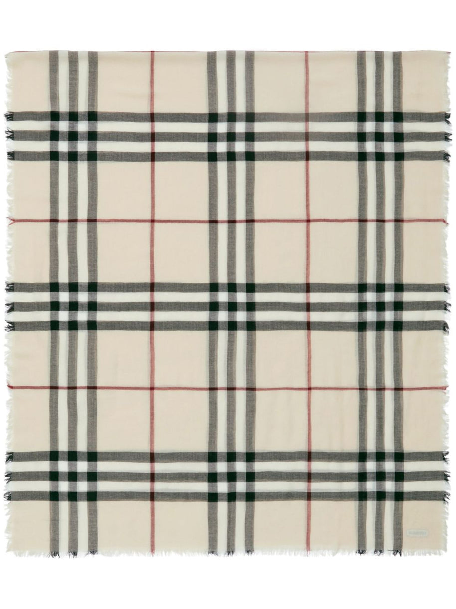 Burberry Giant Check Wool Scarf - Cream