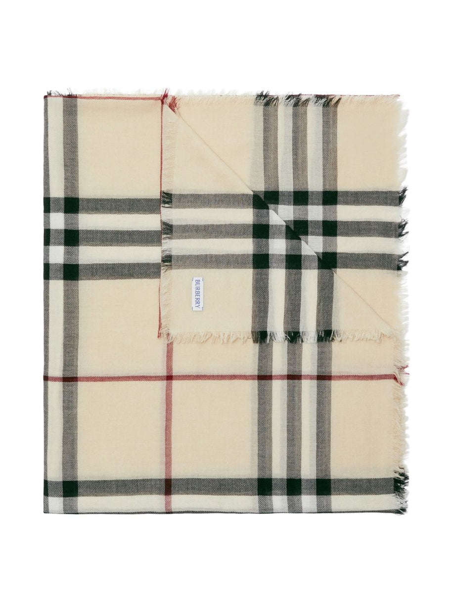 Burberry Giant Check Wool Scarf - Cream