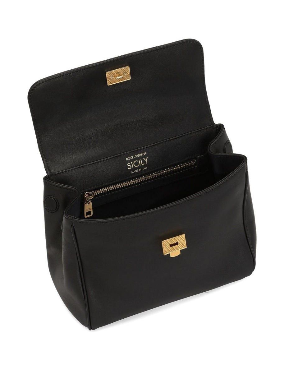 Dolce & Gabbana Sicily Soft Leather Handbag - Black