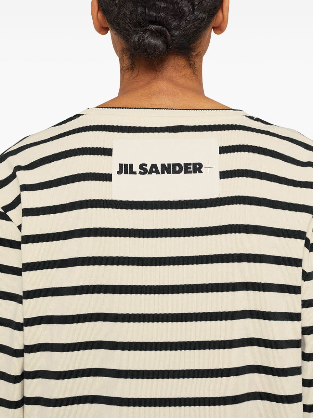 JIL SANDER PLUS Striped Cotton T-shirt - White