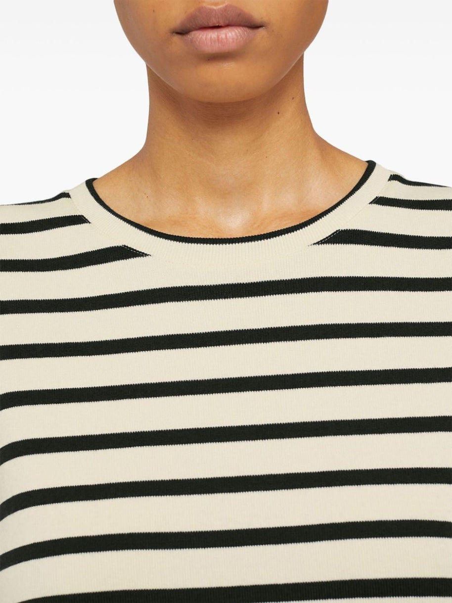 JIL SANDER PLUS Striped Cotton T-shirt - White