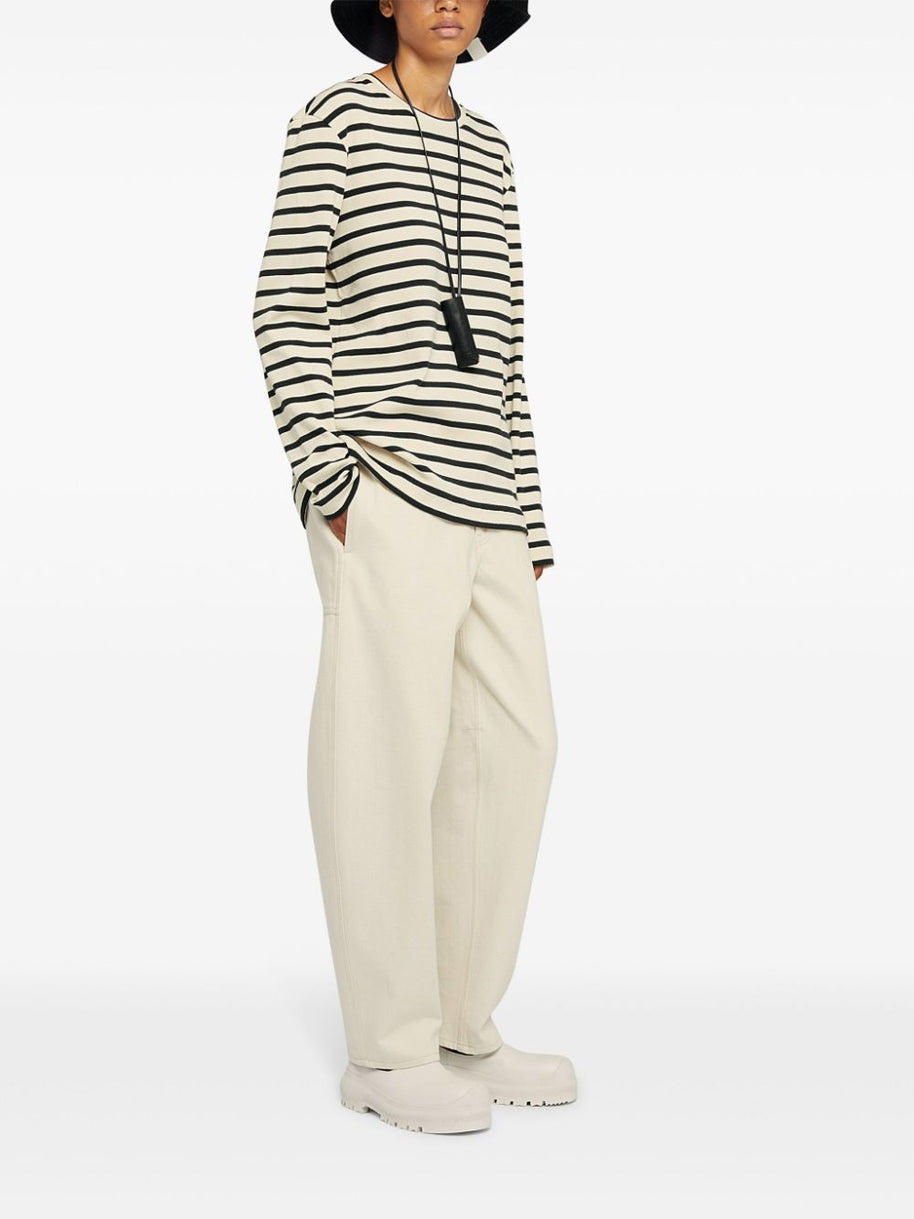 JIL SANDER PLUS Striped Cotton T-shirt - White