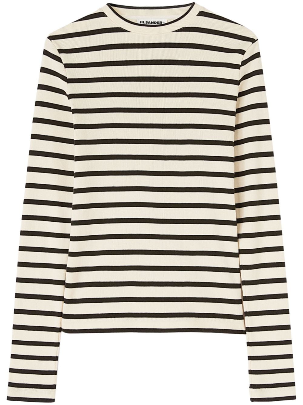 JIL SANDER PLUS Striped Cotton T-shirt - White
