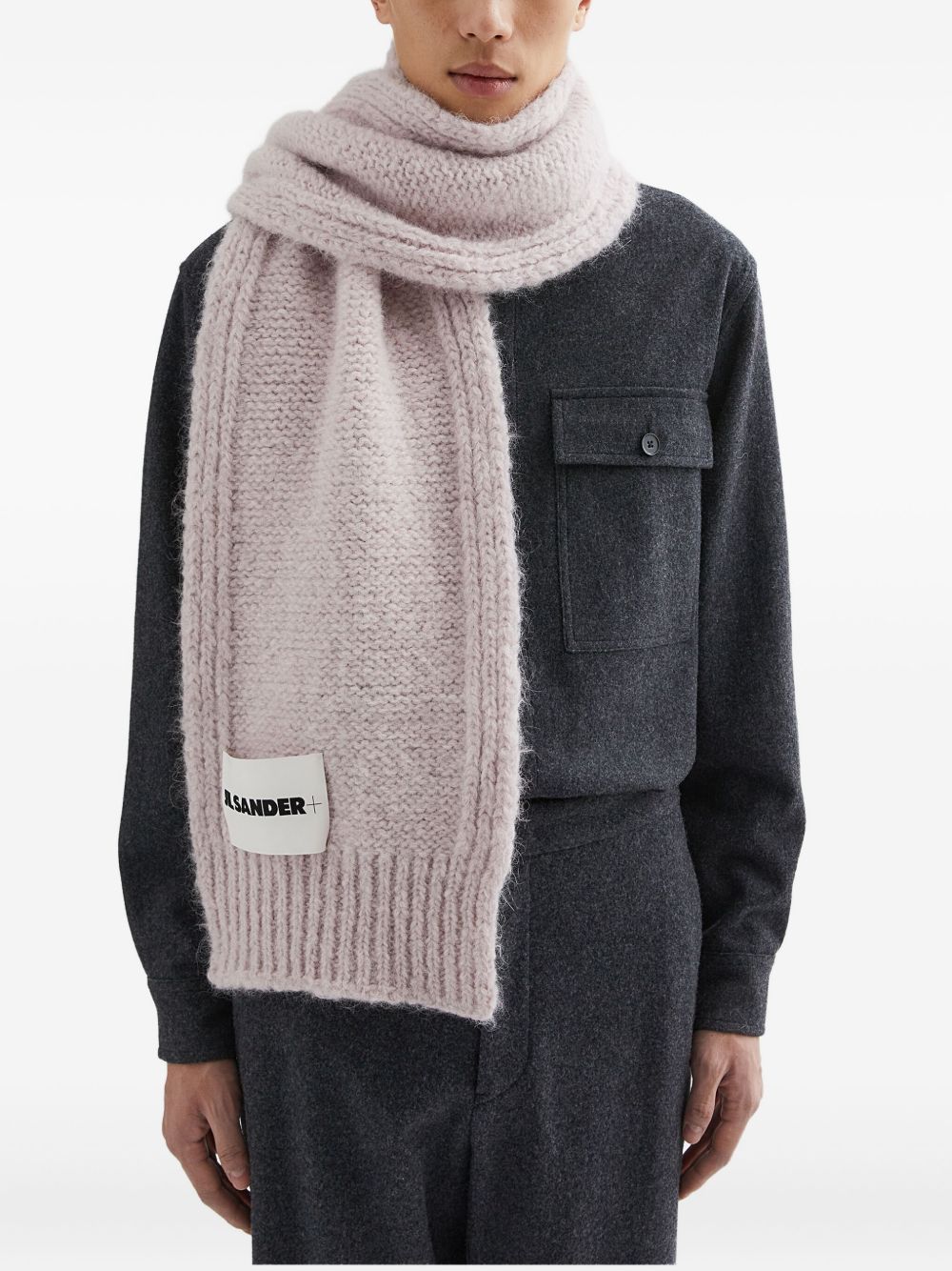 JIL SANDER PLUS Logo Wool Scarf - Pink