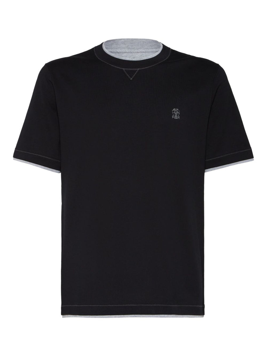 Brunello Cucinelli Logo Cotton T-shirt - Blue