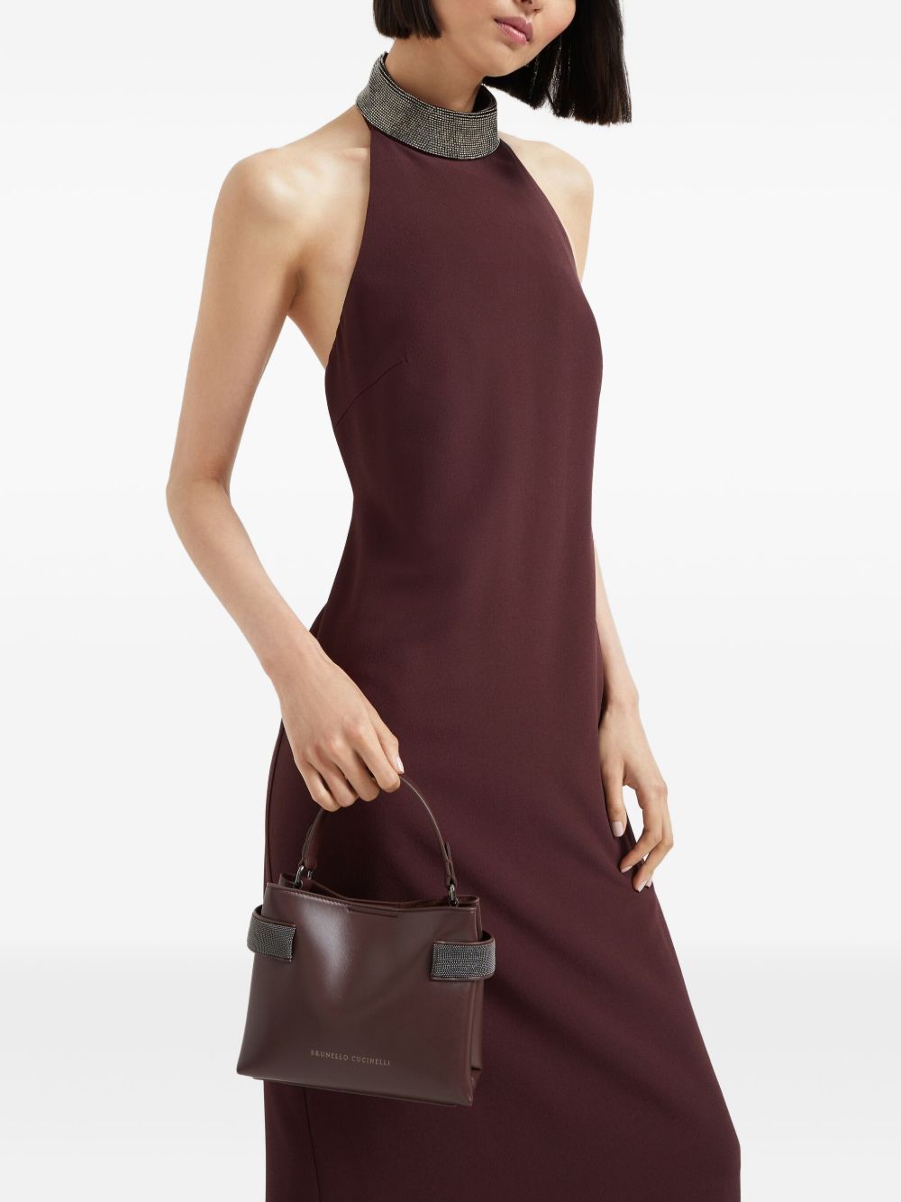 Brunello Cucinelli Essence Small Leather Handbag - Bordeaux