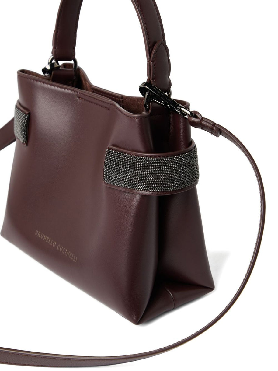 Brunello Cucinelli Essence Small Leather Handbag - Bordeaux