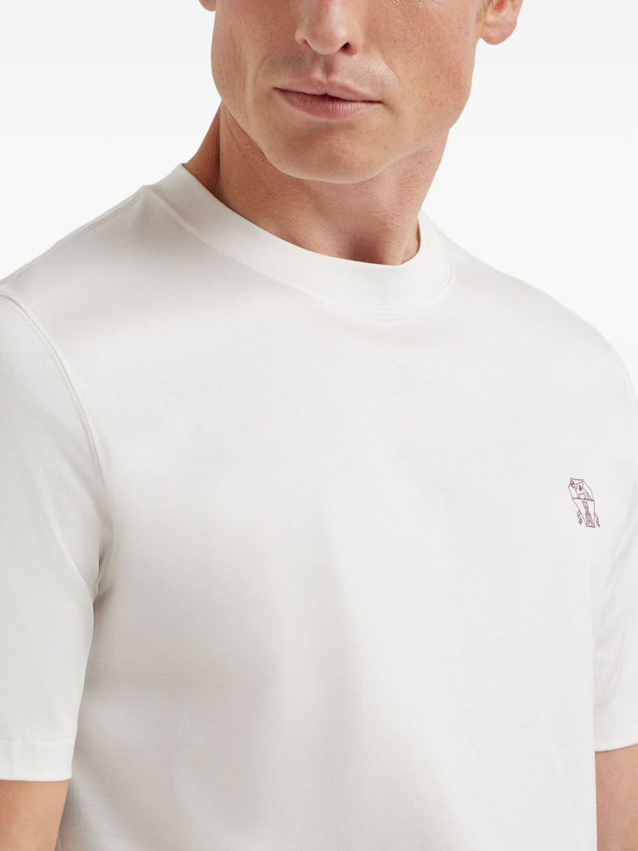 Brunello Cucinelli Logo Cotton T-shirt - White