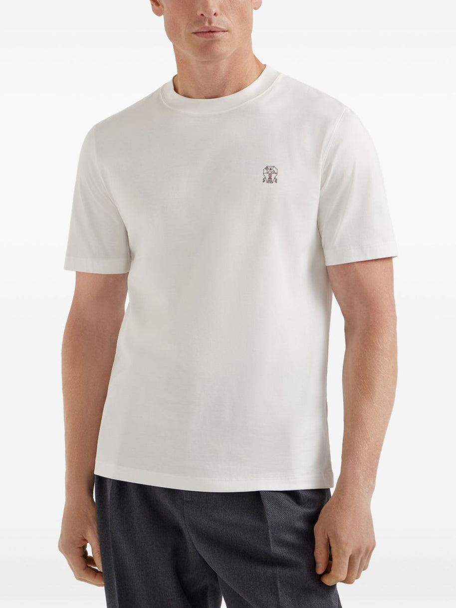 Brunello Cucinelli Logo Cotton T-shirt - White